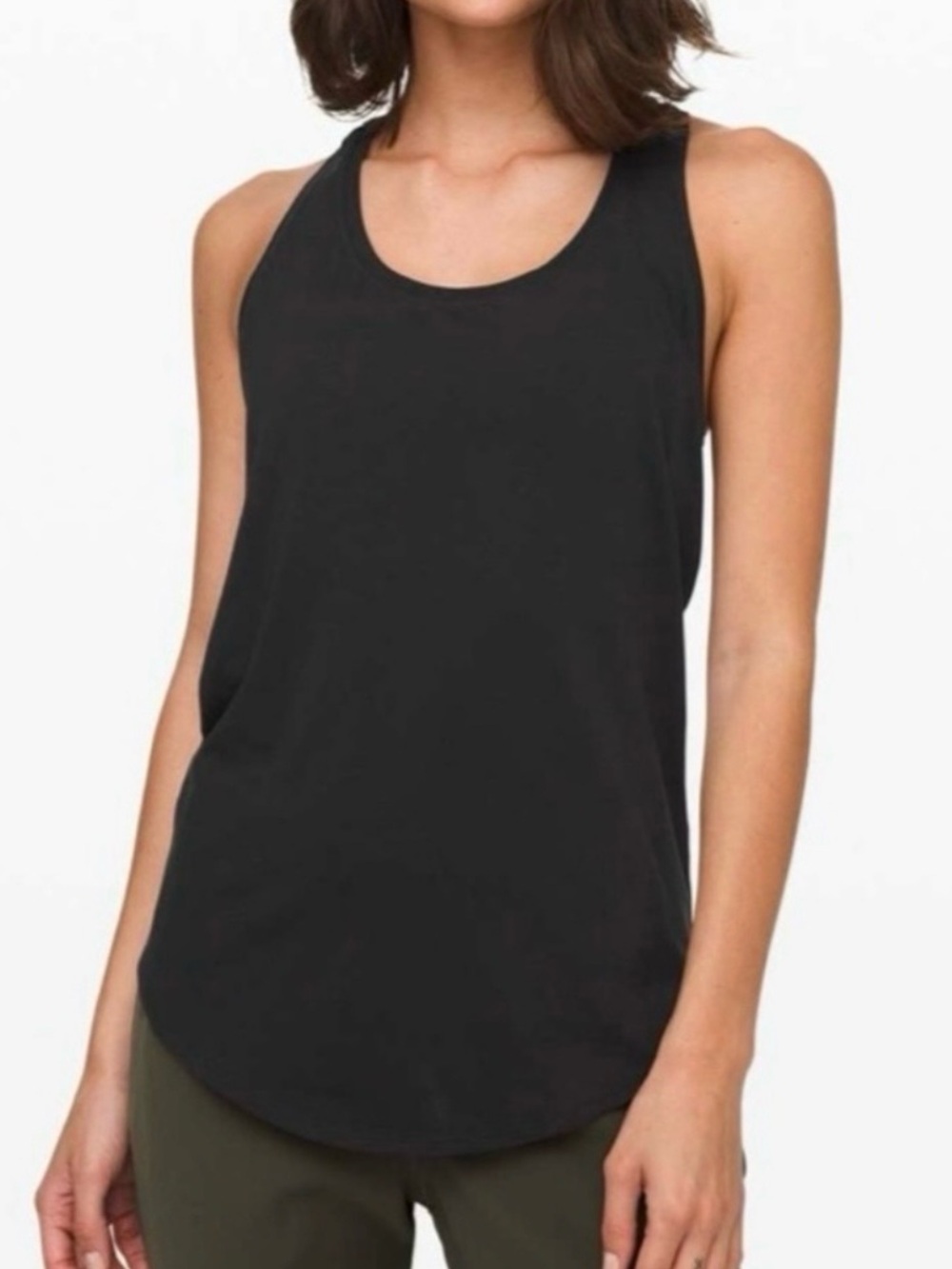 Lululemon Love Tank Pleated Black Pima Cotton Racerback Womens Size 2 Relaxed